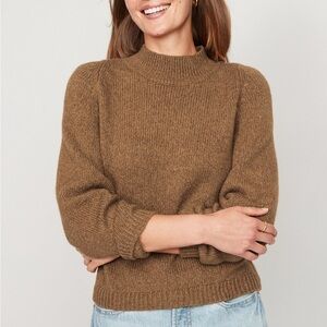 Old Navy Mélange Cozy Mock Neck Sweater - Tan/Caramel Brown, Size XL